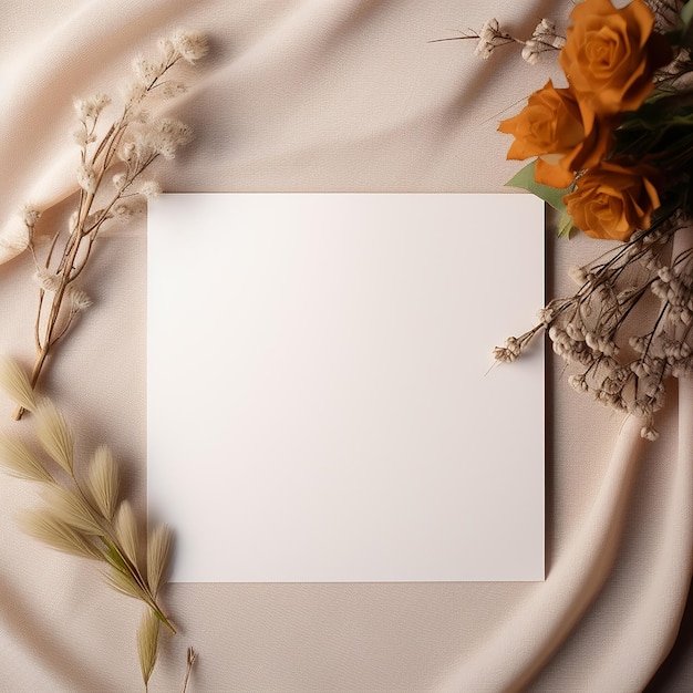 Photo carte d'invitation de mariage avec un fond minimal confortable