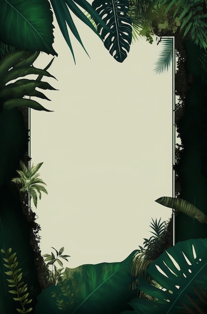 Carte d'invitation de style forêt tropicale plate 2dIA générative