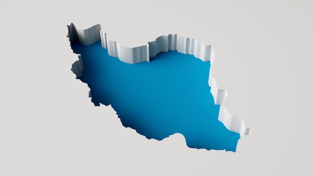 Carte de l'Iran Carte d'extrusion intérieure 3d Profondeur de la mer en bleu avec illustration 3d de l'ombre intérieure