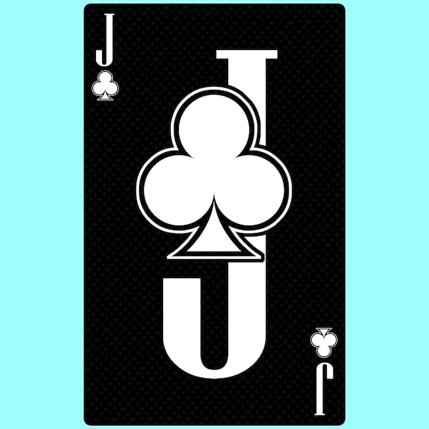 Carte à jouer Jack costume de clubs noir et blanc design moderne taille standard poker poker casino rendu 3D illustration 3D