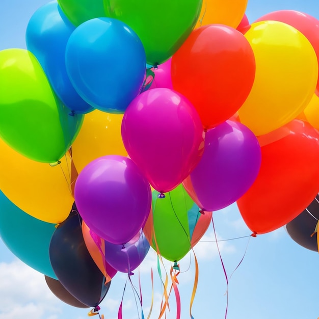 Carte de joyeux anniversaire de ballons colorés de vecteur