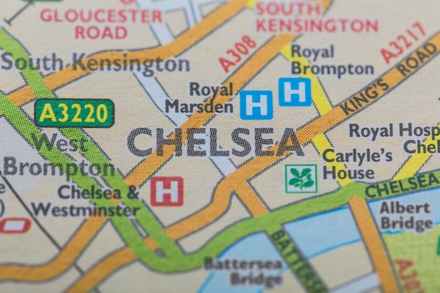 Carte de localisation du quartier londonien de Chelsea