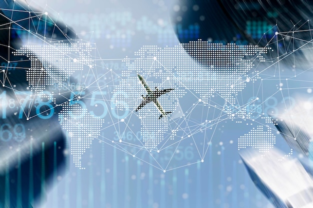 Carte logistique du fret aérien Vols d'affaires et transport autour du monde concept
