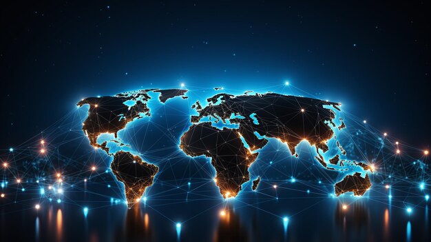 carte mondiale de la connexion au réseau de lignes de communication numérique