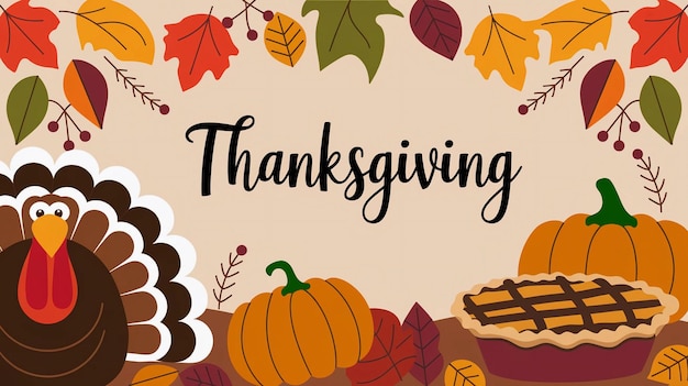 une carte avec les mots " Thanksgiving " dessus