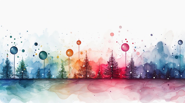 Photo carte de noël à l'aquarelle colorée décoration de noël