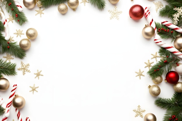 Carte de Noël avec décor festif sur fond blanc