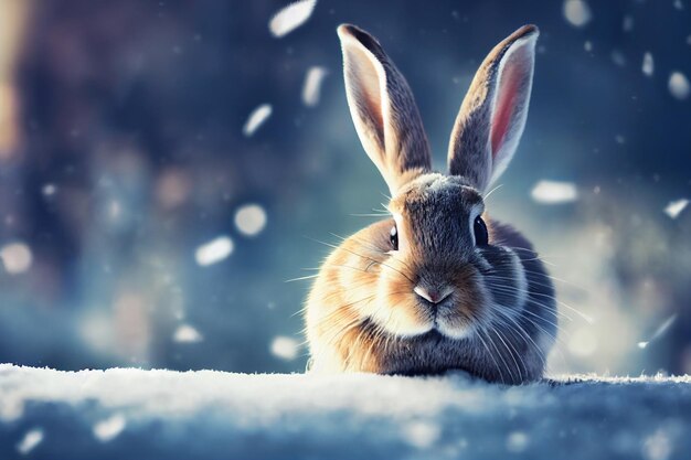 Carte De Noël Ou Du Nouvel An Avec Un Joli Symbole De Lapin De 2023 En