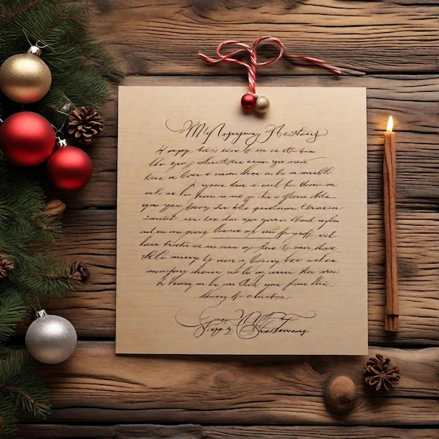 Une carte de Noël écrite à la main avec un message sincère
