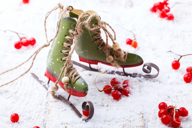 Carte de Noël des patins à neige