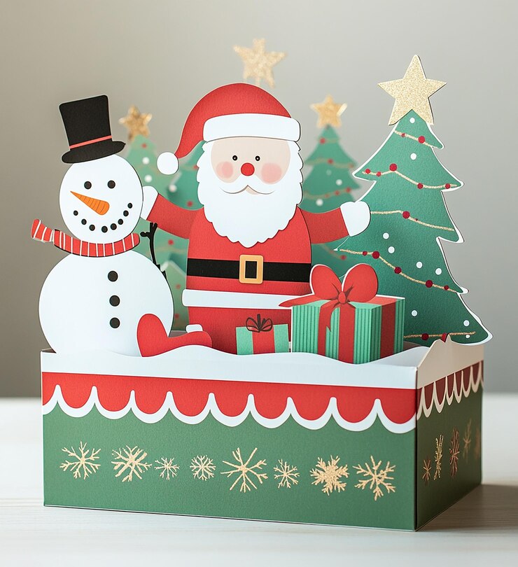 Photo une carte de noël avec le père noël et le bonhomme de neige