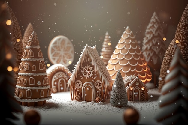 Carte de Noël de vacances de Noël de paysage de village d'hiver