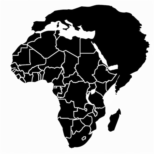 Photo une carte noire et blanche de l'afrique
