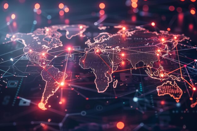 Carte numérique du réseau mondial créée avec l'IA générative