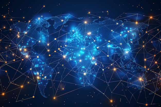 Photo carte numérique du réseau mondial créée avec l'ia générative