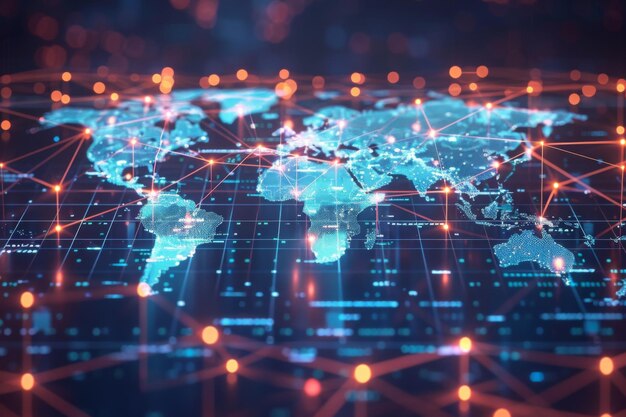 Carte numérique du réseau mondial créée avec l'IA générative