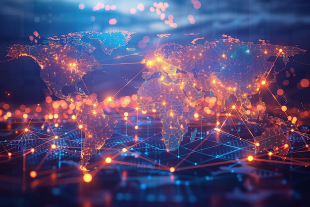 Carte numérique du réseau mondial créée avec l'IA générative
