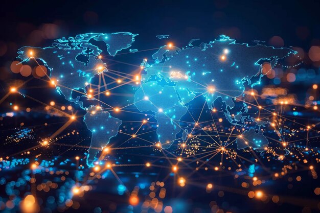 Carte numérique du réseau mondial créée avec l'IA générative