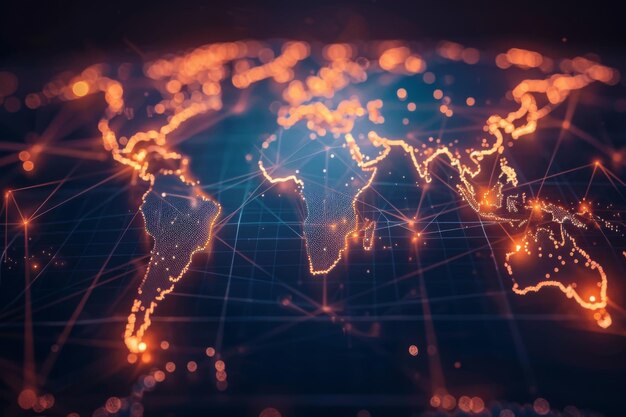 Carte numérique du réseau mondial créée avec l'IA générative