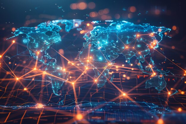 Carte numérique du réseau mondial créée avec l'IA générative