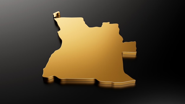 Carte d'or exclusive de l'Angola sur fond noir illustration 3d