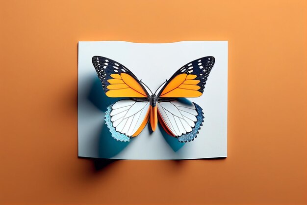 Une carte papier avec un papillon dessus
