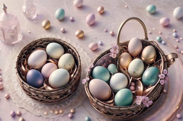 Carte de Pâques avec des œufs colorés peints