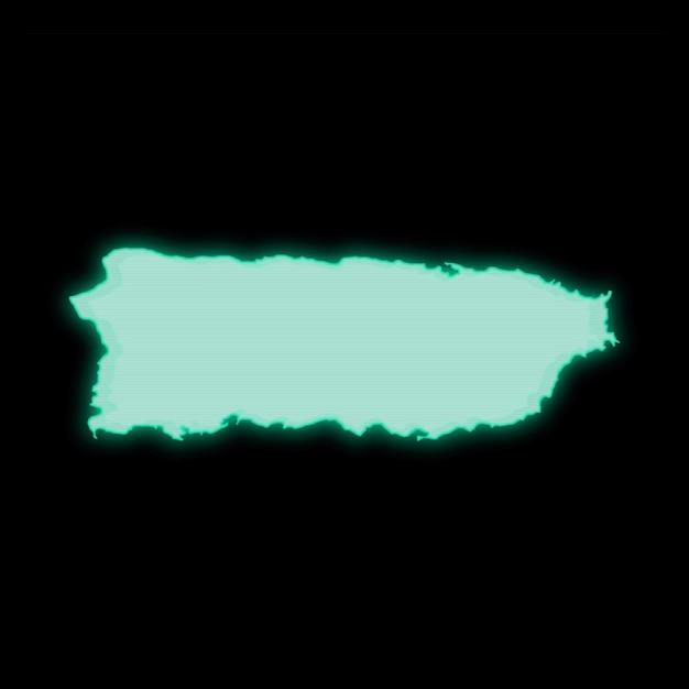 Carte de Porto Rico, ancien écran de terminal d'ordinateur vert, sur fond sombre