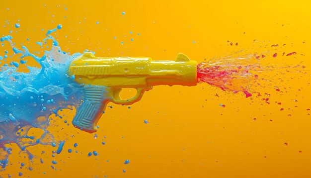 Photo une carte postale 3d avec un contour minimal d'un pistolet à eau holi pichkari