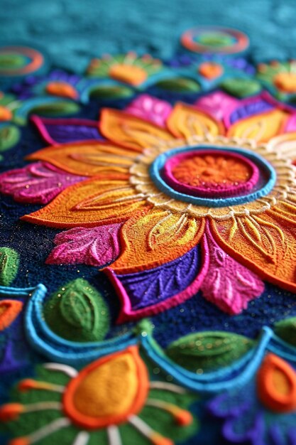 Photo une carte postale 3d avec un design simple et coloré de holi rangoli