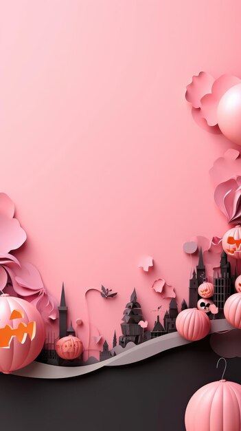 Carte postale d'événement d'Halloween découpée en papier 3D