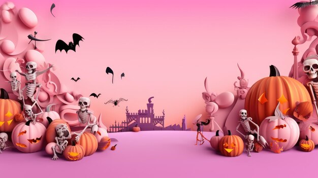 Carte postale d'événement d'Halloween découpée en papier 3D