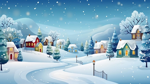 Carte postale d'hiver du village de Noël