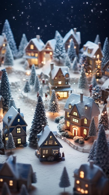 Carte postale d'hiver du village de Noël