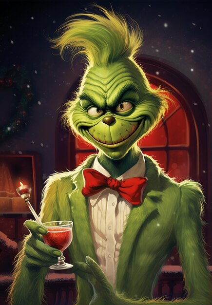 Carte postale de Noël rétro des années 50 le personnage du Grinch