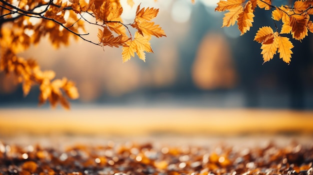 Carte Postale Une photo d'un beau paysage de forêt d'automne avec des feuilles jaunes d'automne