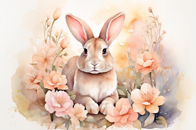 Une carte postale pour féliciter Pâques avec un charmant lapin