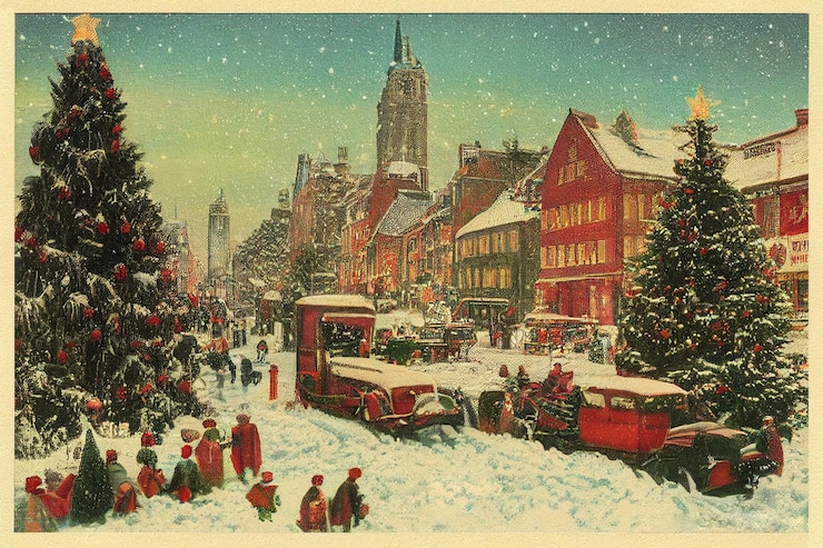 Photo carte postale vintage de noël