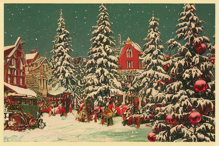 Photo carte postale vintage de noël