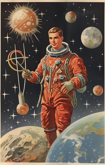 Photo carte postale vintage pour la journée de l'astronautique 12 avril haute résolution