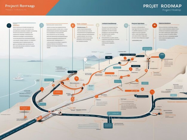 Photo une carte d'un projet avec une route et une rivière en arrière-plan