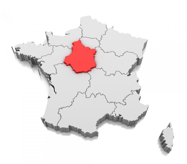 Carte de la région Centre-Val de Loire, France