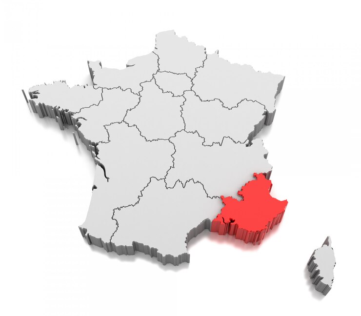 Carte de la région Provence-Alpes-Côte d&#39;Azur, France