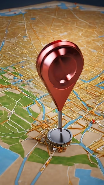 Carte de rendu 3D avec emplacement de la broche GPS de l'entreprise locale