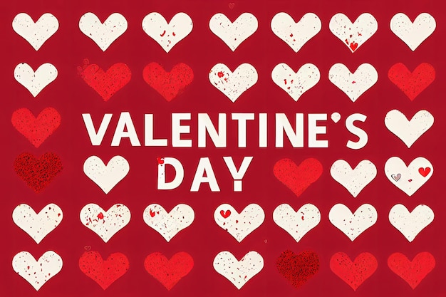 Carte de Saint Valentin avec beaucoup de coeurs rouges