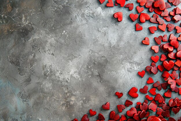 Carte de la Saint-Valentin avec des cœurs rouges sur fond gris