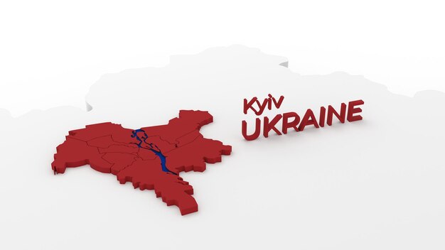 D carte schématique stylisée de kiev kiev capitale de l'ukraine sur fond blanc