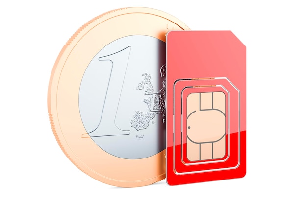 Carte SIM avec rendu 3D de la pièce en euros