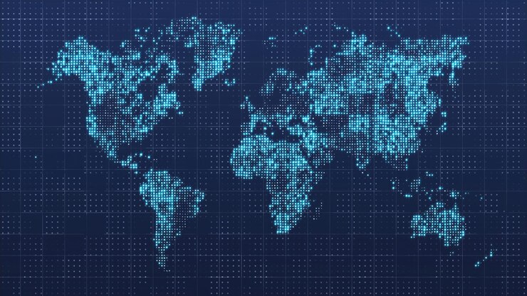 Photo carte technologique mondiale générée par ordinateur
