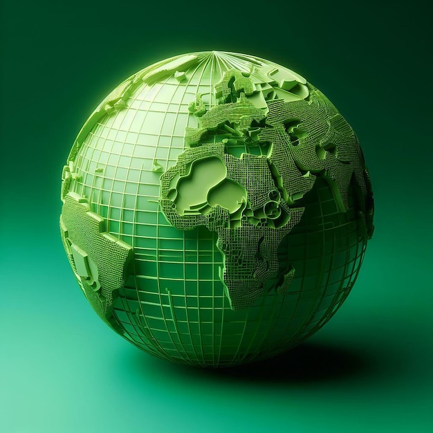 Carte de la Terre en 3D sur fond vert